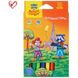 Фломастеры Мульти-Пульти "Енот во Франции", 10цв., смываемые, картон, европодвес