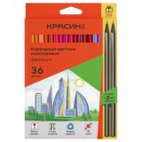 Карандаши цветные пластиковые Красин "Эволюция", 36цв.+2 ч/г HB, заточен., картон, европодвес