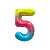 Воздушный шар, 40"/102см, MESHU, цифра 5, розовый, фольгированный