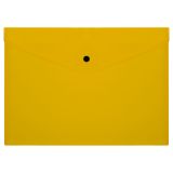 Папка-конверт на кнопке СТАММ А4, 150мкм, пластик, прозрачная, желтая
