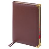 Ежедневник датированный 2026г., А4-(В5), 184л., Delucci, Фактурная кожа, зол. срез, коричневый