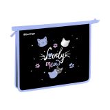 Папка для тетрадей 1 отделение, А5 Berlingo "Lovely Meow", 240*205*40мм, пластик, на молнии