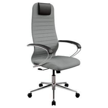 Кресло руководителя Метта SU-B-8, ткань-сетка светло-серая, топ-ган (131/009), 3F2.16.1.2A2