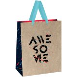 Пакет подарочный 26*32*12см MESHU "Awesome", крафт