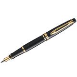 Ручка перьевая Waterman "Expert Black Lacquer GT" синяя, 0,8мм, подарочная упаковка