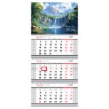 Календарь квартальный 3 бл. на 3 гр., 295*660 мм BG "Водопад", с бегунком, 2026г.