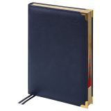 Ежедневник датированный 2026г., А4-(В5), 184л., Delucci, Фактурная кожа, зол. срез, черный