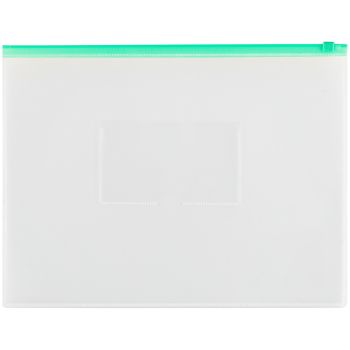 Папка-конверт на zip-молнии OfficeSpace А4, полипропилен, 150мкм, прозрачная, карман, молния зеленая