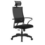 Кресло руководителя Метта "Ergolife" Sit Air-180 B2-290K - Mesh(YP99)+UMF(X1), ткань-сетка черная, механизм качания, пятилучье пластик, подголовник, z