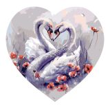 Картина по номерам на фигурном холсте ТРИ СОВЫ "Лебединая верность", форма сердце, с акриловыми красками и кистями