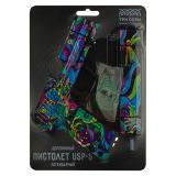 Пистолет деревянный ТРИ СОВЫ USP-S, серия легендарный, "Хамелеон", подложка ХДФ с европодвесом, термоусадка