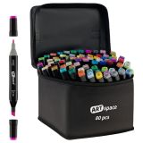 Набор двусторонних маркеров для скетчинга ArtSpace 80цв., основные цвета, пулевид./скош.