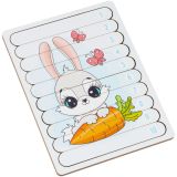 Деревянный пазл - палочки ТРИ СОВЫ "Зайка", 10 деталей на подложке, фанера, ХДФ