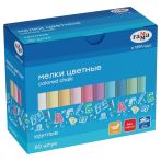 Мелки школьные Гамма, цветные, 50шт., мягкие, круглые, картонная коробка