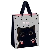 Пакет подарочный 18*23*10см MESHU "Black kitten", матовая ламинация