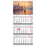 Календарь квартальный 3 бл. на 3 гр., 295*660 мм BG "Пейзаж", с магнитным бегунком, 2026г.