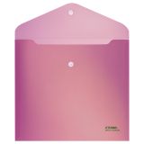 Папка-конверт на кнопке СТАММ "Сияние" А5+, 180мкм, пластик, непрозрачная, розовый