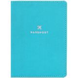 Обложка для паспорта OfficeSpace "Journey", экокожа софт-тач, бирюза, тиснение фольгой