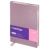 Ежедневник датированный 2026г., А5, 184л., кожзам, Berlingo "Metallic", сер. срез, розовый металлик