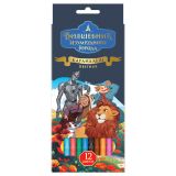 Карандаши цветные Мульти-Пульти "Волшебник Изумрудного Города", 12цв., кругл.,рисунок на корпусе, заточен., картон, европодвес